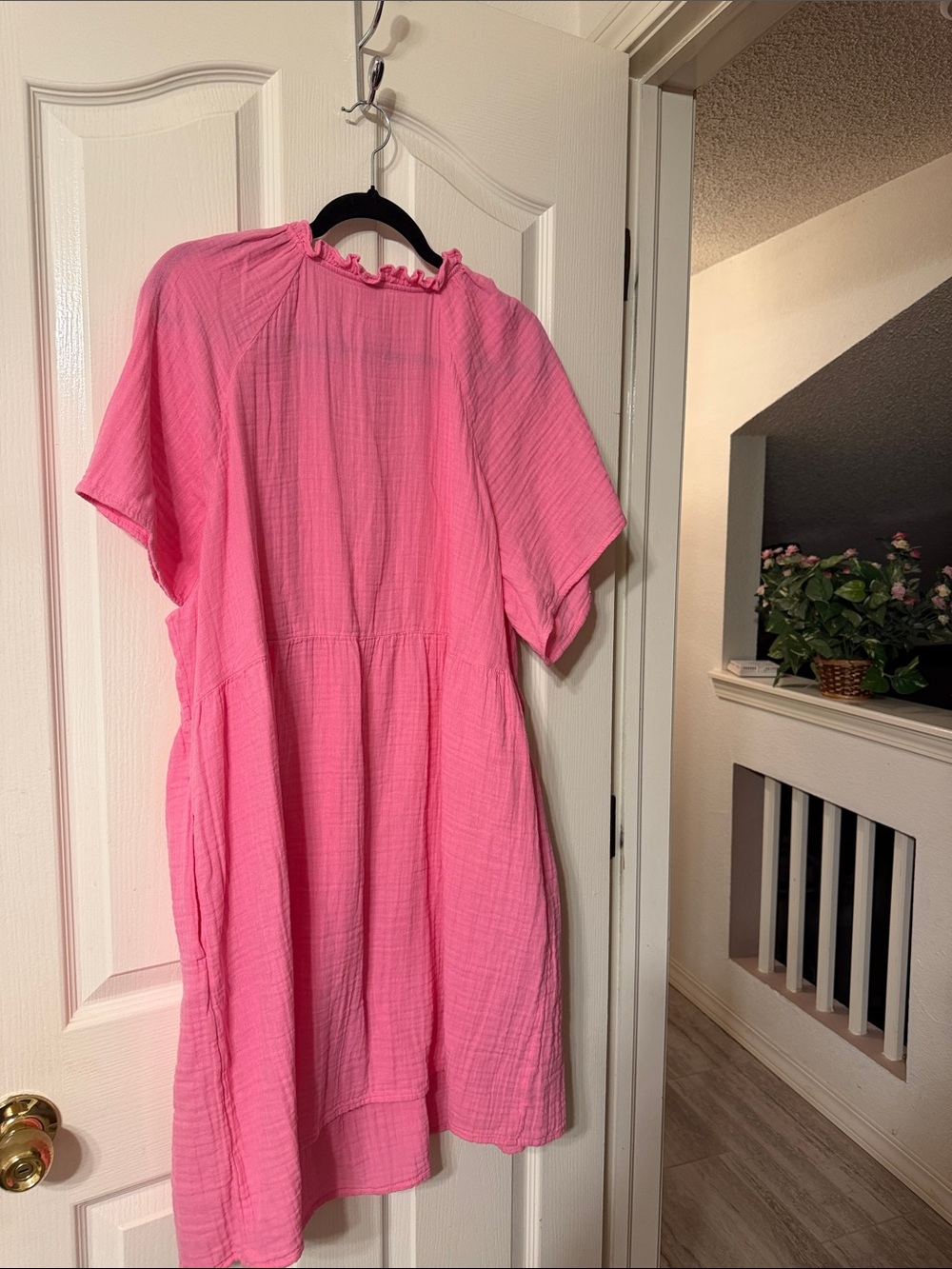 Old Navy Hot Pink Gauze V-Neck Mini Dress - Picture 5 of 5